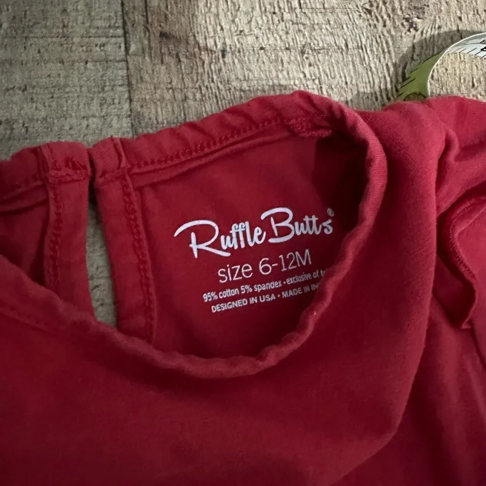 Ruffle Butts red baby one piece snap dress Size 6-12 months Rufflebutts